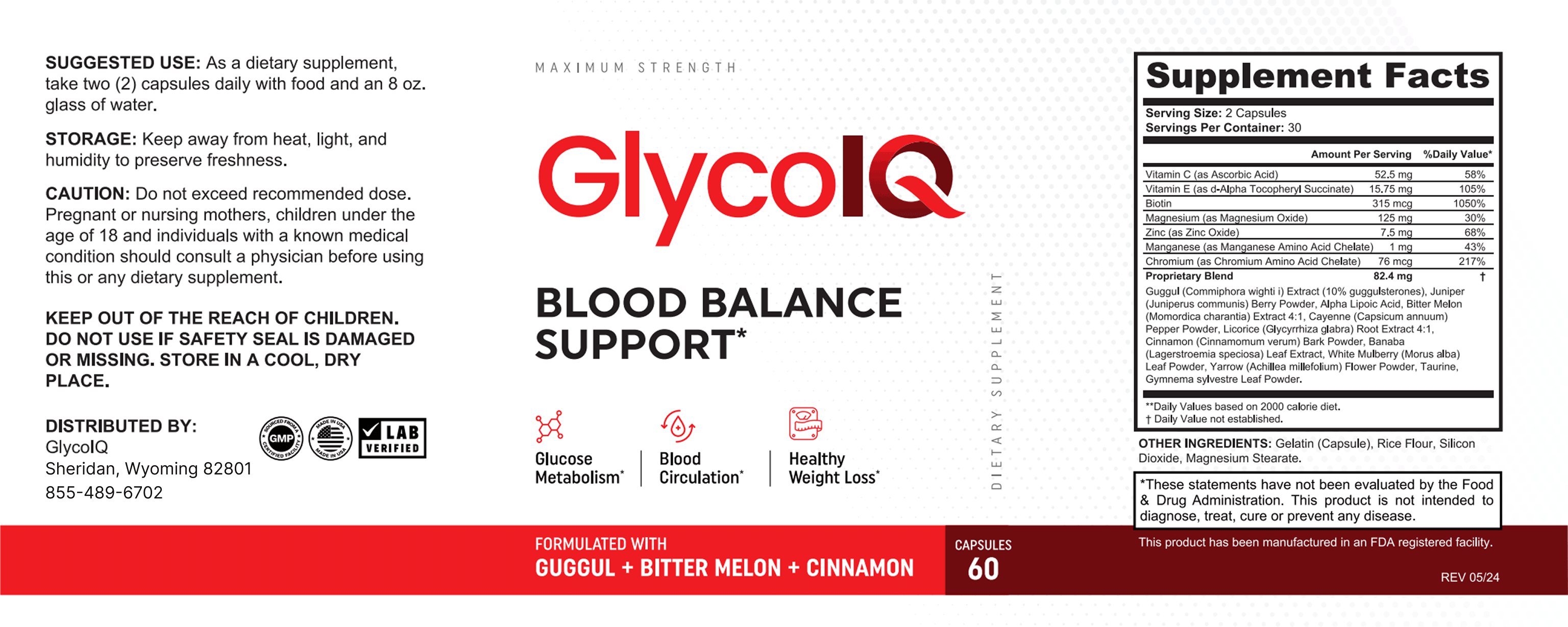 GlycoIQ Blood Balance Support ingredients